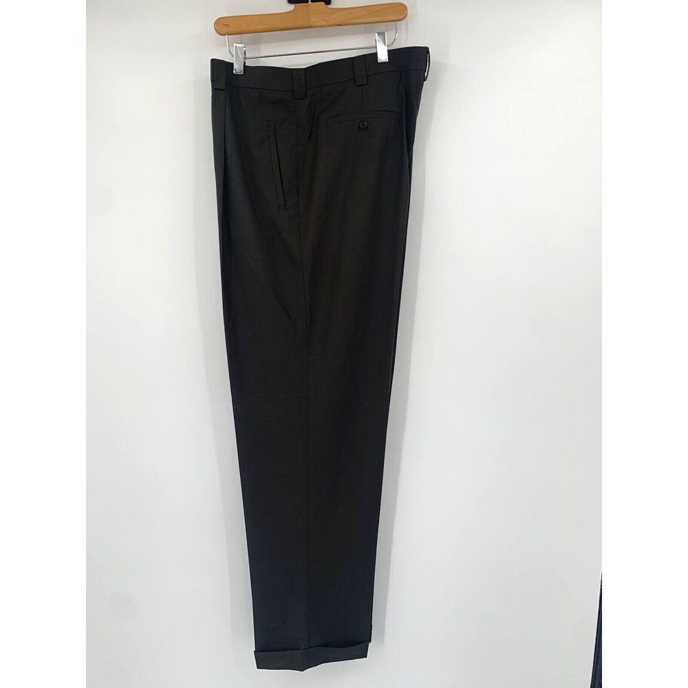 Perry Ellis Portfolio Olive Green‎ Pleated w/Leg Hem Mens Dress Pants Size 38/34 - Picture 9 of 9